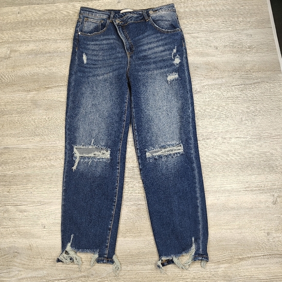 Risen Jeans Matt Crossover Girlfriend Distressed Denim Size 13 (31) High Rise - Picture 3 of 13